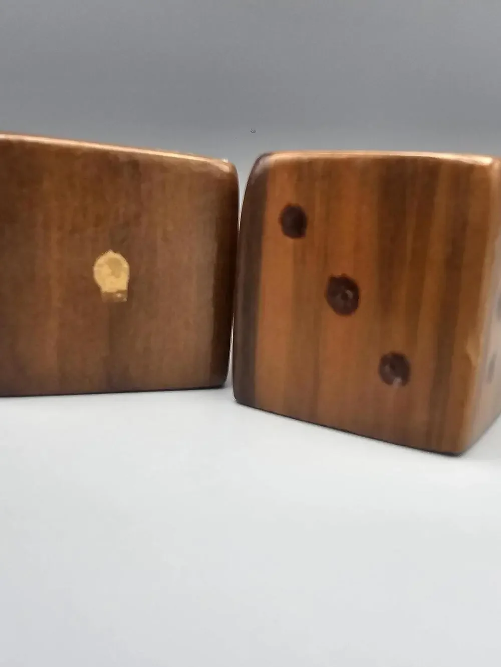 Vintage Wooden Dice Pair salt and pepper shakers